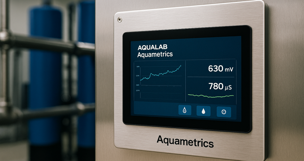 Aquametrics-control-panel-orp-conductivitate Aquametrics – panou digital de control AQUALAB: monitorizează calitatea apei în timp real pentru o stație de potabilizare complet automatizată