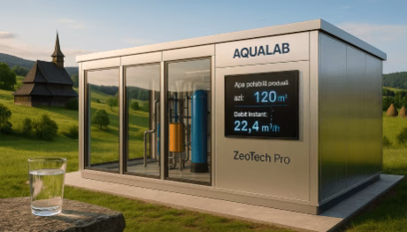 Stație modulară ZeoTech Pro (Litozen, SEPA, Clarox, Aquametrics) – soluție plug-and-play pentru apă potabilă fără clor în comunități rurale